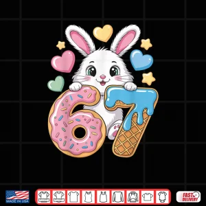 Design 6 7 Bunny Ice Cream Drip Cool Meme 67 Funny Rabbit Six Seven Shirt