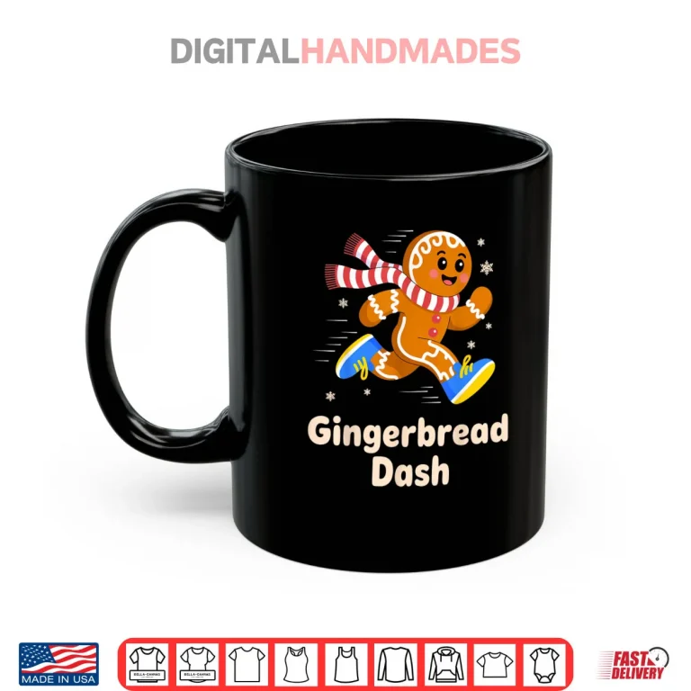 Mug Christmas Gingerbread Dash Running Runner Xmas Marathon 5k Shirt