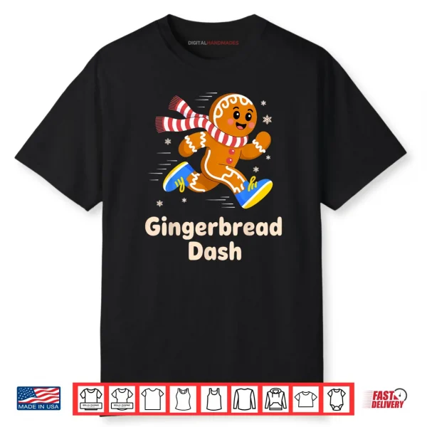 Christmas Gingerbread Dash Running Runner Xmas Marathon 5k Shirt