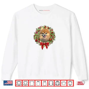 Sweatshirt God Jul Norwegian Pomeranian Dog Christmas Wreath 2 Shirt