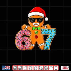 Design Funny Gingerbread Six Seven 67 Ice Cream Drip Christmas Shirt