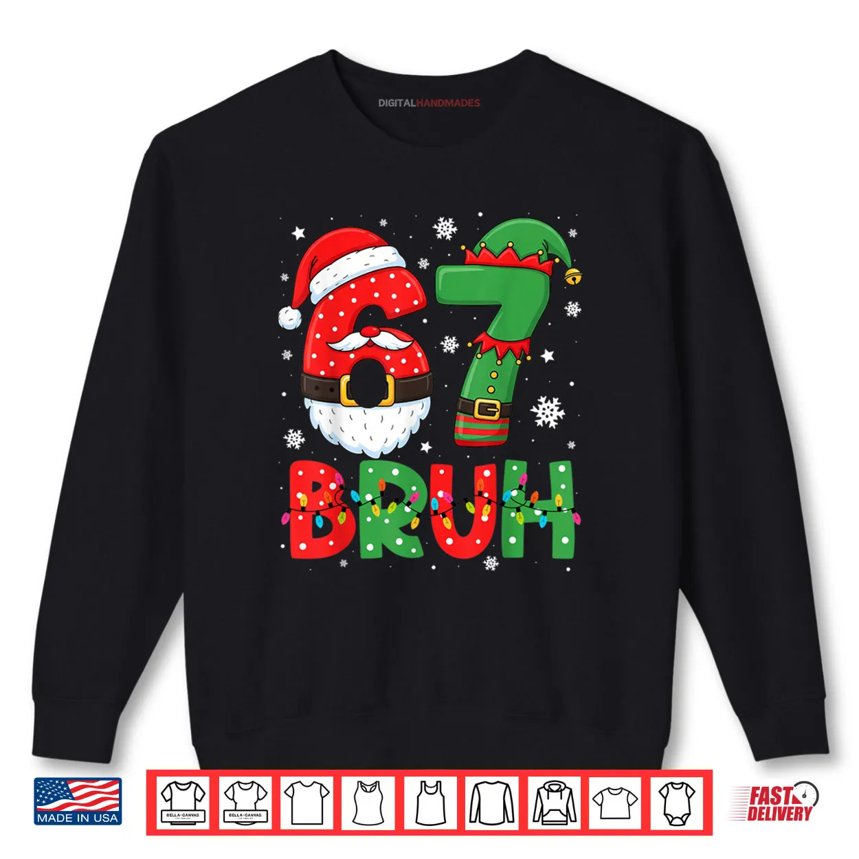 Bruh 67 Six Seven 6 7 Meme Christmas Boys Santa Elf Shirt Bruh 67 Six Seven 6 7 Meme Christmas Boys Santa Elf Shirt