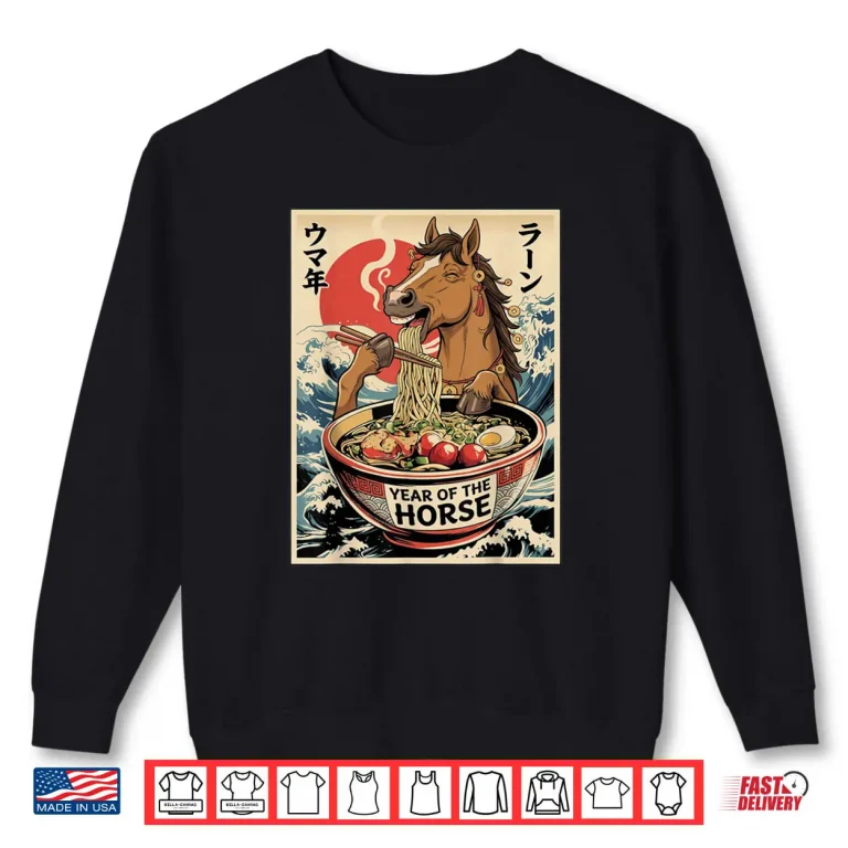 Sweatshirt Zodiac Chinese New Year of The Horse 2026 Ramen Shirt