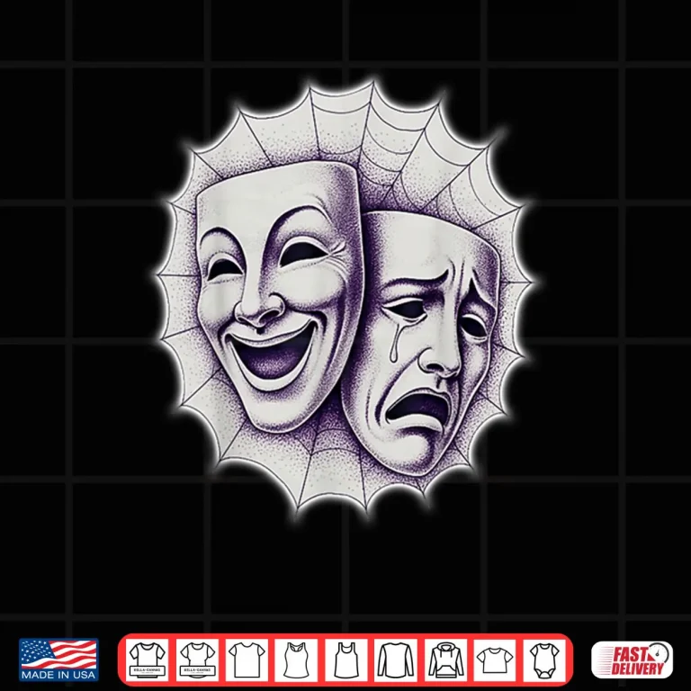 Design Smile Now Cry Later Theater Masks Spiderweb Shirt