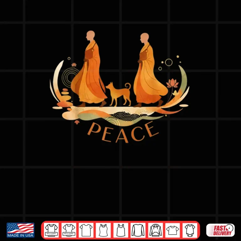 Peace Walking Monks & Dog Minimalist Zen Art Shirt 4 Design Peace Walking Monks Dog Minimalist Zen Art Shirt