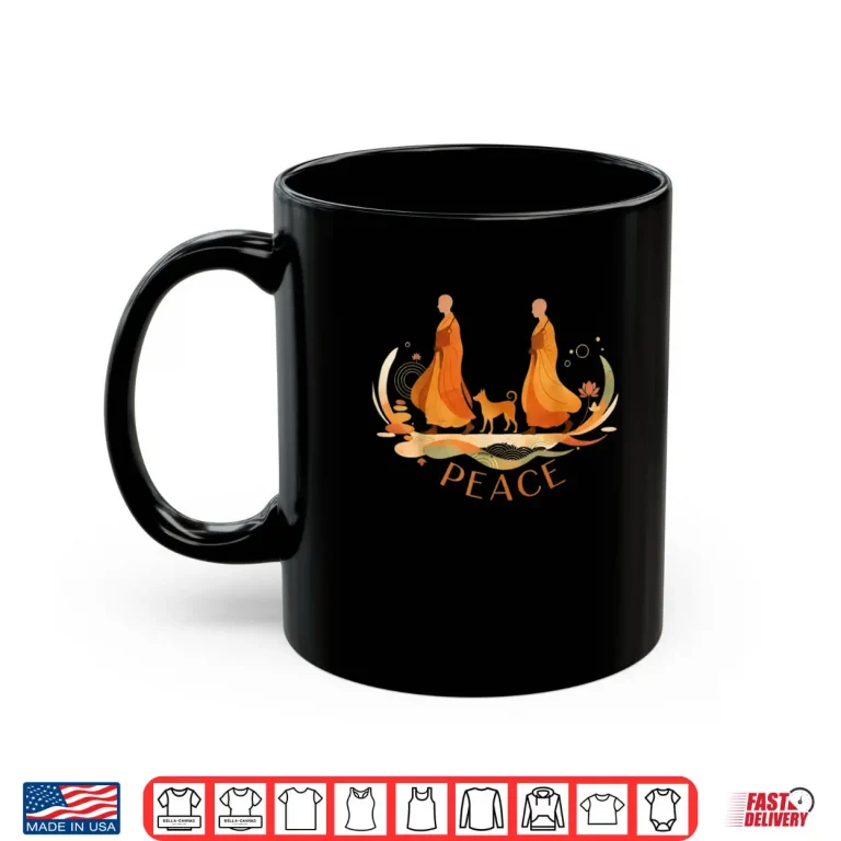 Peace Walking Monks & Dog Minimalist Zen Art Shirt 3 Mug Peace Walking Monks Dog Minimalist Zen Art Shirt