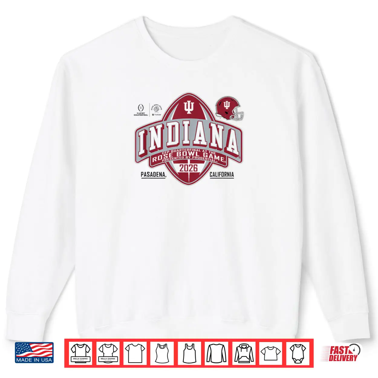Indiana Hoosiers Rose Bowl 2025 2026 CFP Quarterfinal White Shirt Indiana Hoosiers Rose Bowl 2025 2026 CFP Quarterfinal White Shirt
