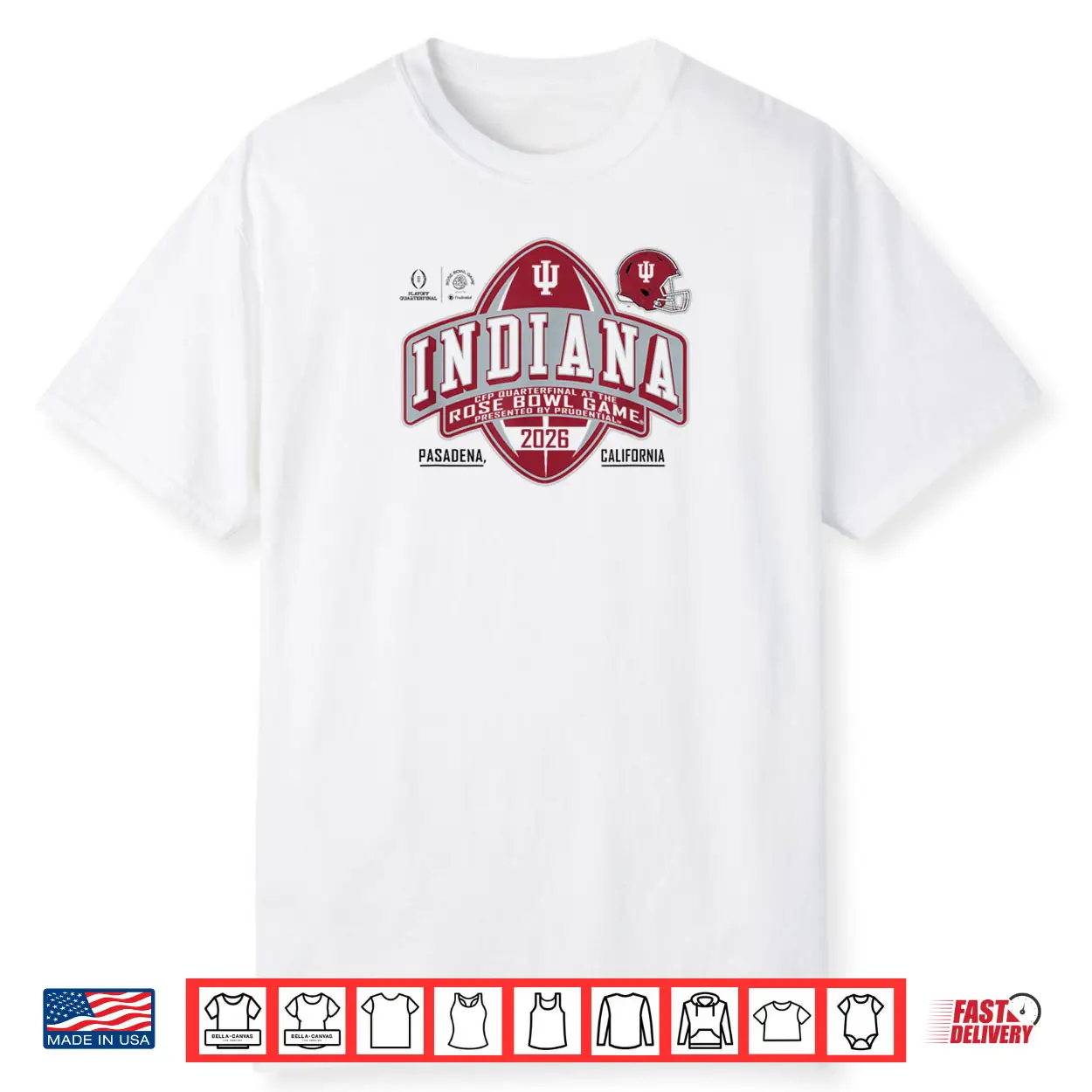 Indiana Hoosiers Rose Bowl 2025 2026 CFP Quarterfinal White Shirt Indiana Hoosiers Rose Bowl 2025 2026 CFP Quarterfinal White Shirt