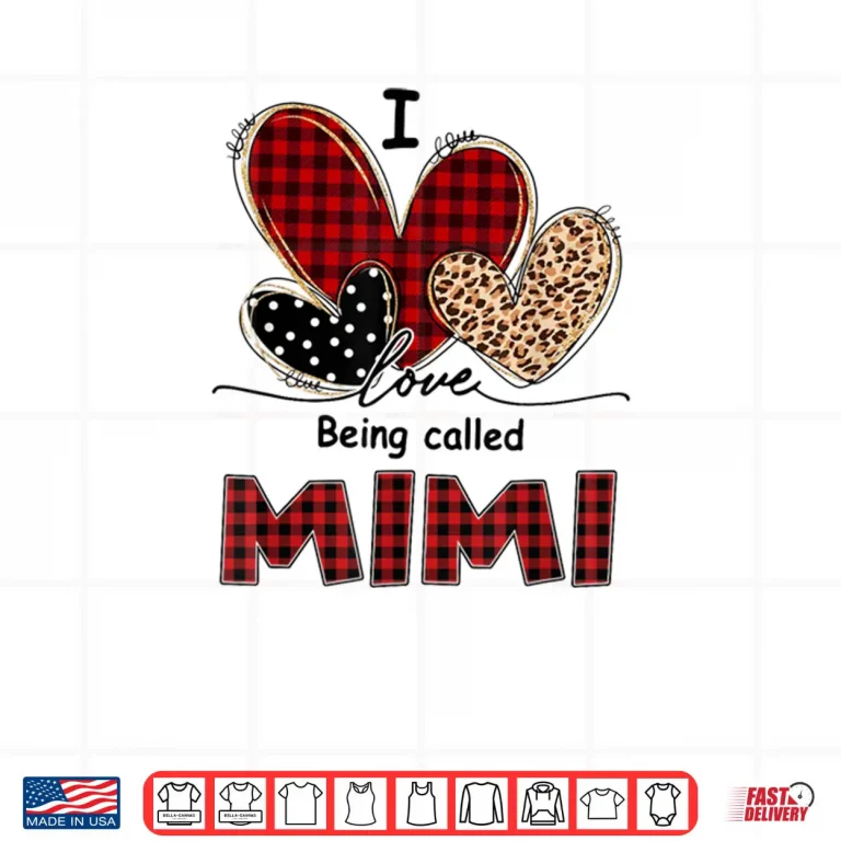Design I Love Being Mimi Red Plaid Leopard Valentine Mimi Shirt
