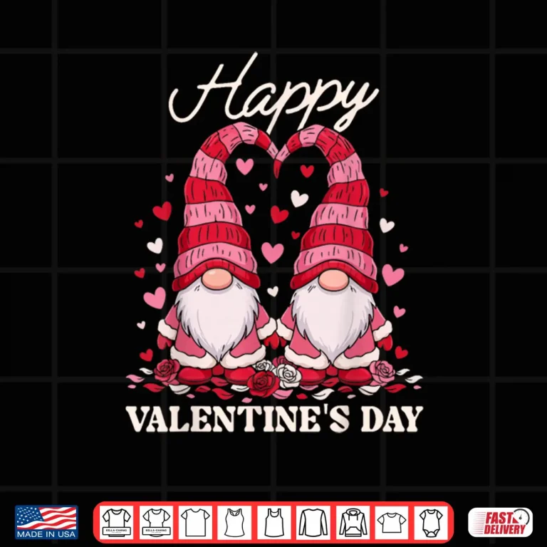 Design Happy Valentine Gnomes Cute Red Hearts Love Gnome Shirt