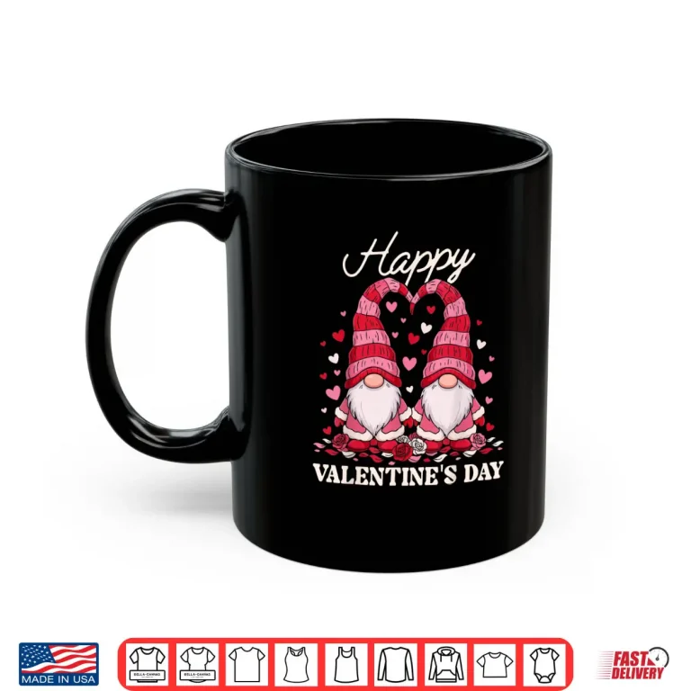 Mug Happy Valentine Gnomes Cute Red Hearts Love Gnome Shirt