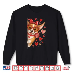 Cute Corgi Valentine Kawaii Pink Hearts Puppy Dog Shirt 1 Sweatshirt Cute Corgi Valentine Kawaii Pink Hearts Puppy Dog Shirt