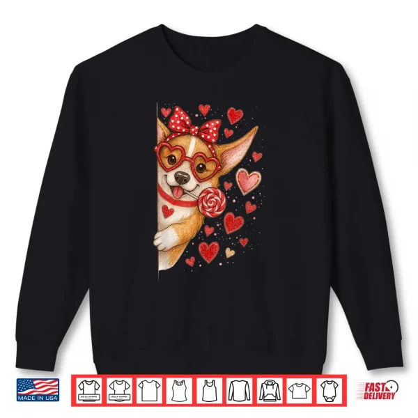 Cute Corgi Valentine Kawaii Pink Hearts Puppy Dog Shirt 1 Sweatshirt Cute Corgi Valentine Kawaii Pink Hearts Puppy Dog Shirt