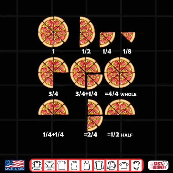 Design Maths Day Costume Idea Kids Teachers Pizza Slice Fraction Shirt