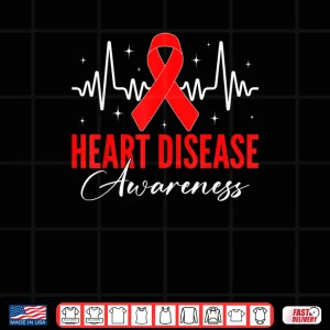 Design Heart Disease Awareness Day Warriors Red Ribbon Heartbeat Shirt