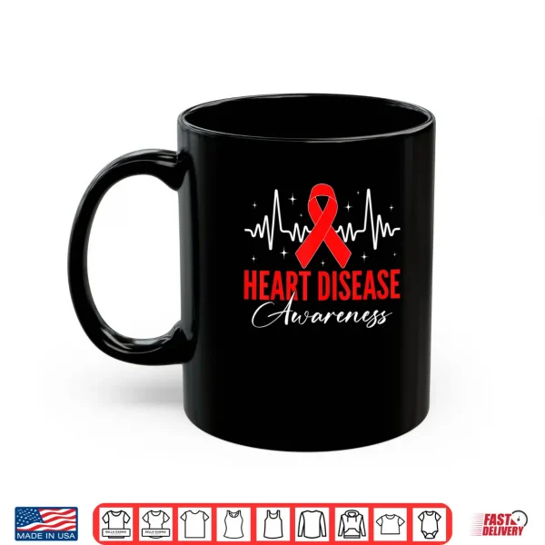 Heart Disease Awareness Day Warriors Red Ribbon Heartbeat Shirt 3 Mug Heart Disease Awareness Day Warriors Red Ribbon Heartbeat Shirt