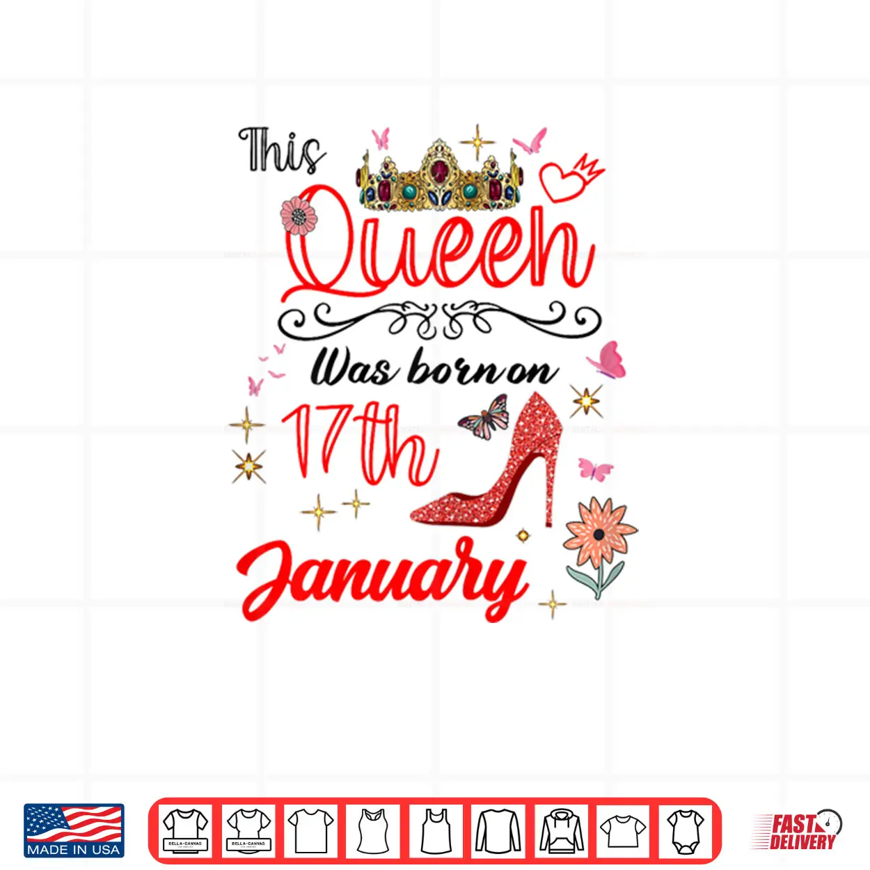 January 17 Birthday This Queen was Born on January 17th Shirt January 17 Birthday This Queen was Born on January 17th Shirt