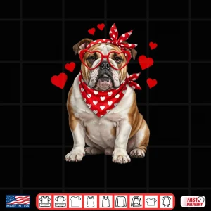 Design English Bulldog Valentines Day Dog Lover Heart Shirt