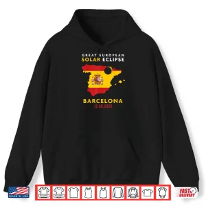 Hoodie Barcelona Spain Great European Total Solar Eclipse 2026 Shirt