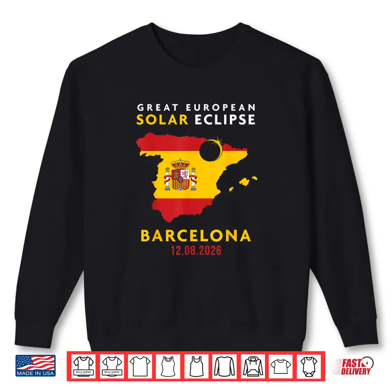 Barcelona Spain Great European Total Solar Eclipse 2026 Shirt Barcelona Spain Great European Total Solar Eclipse 2026 Shirt