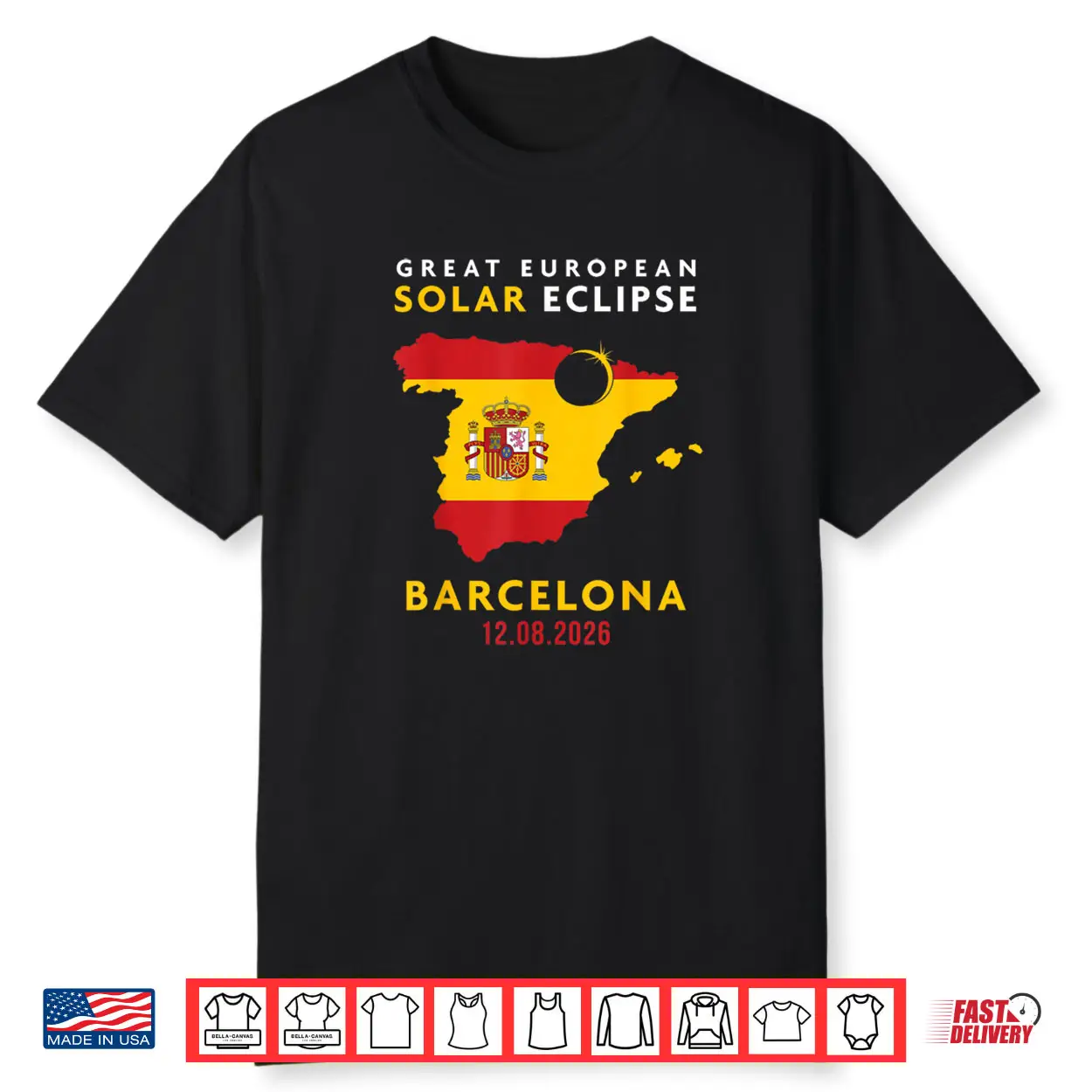 Barcelona Spain Great European Total Solar Eclipse 2026 Shirt Barcelona Spain Great European Total Solar Eclipse 2026 Shirt