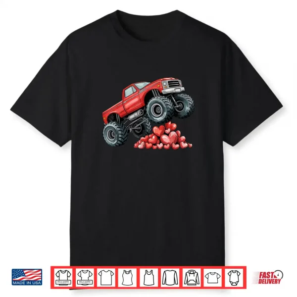 Valentines Day Monster Truck Hearts Shirt