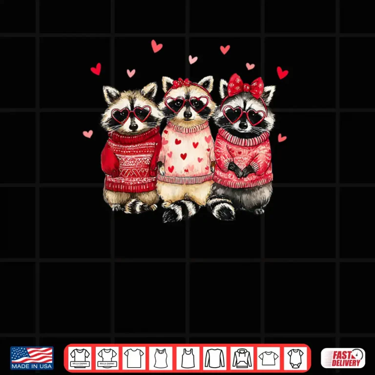 Design Valentine Feral and Lovely Raccoon Love Heart Animal Girls Shirt