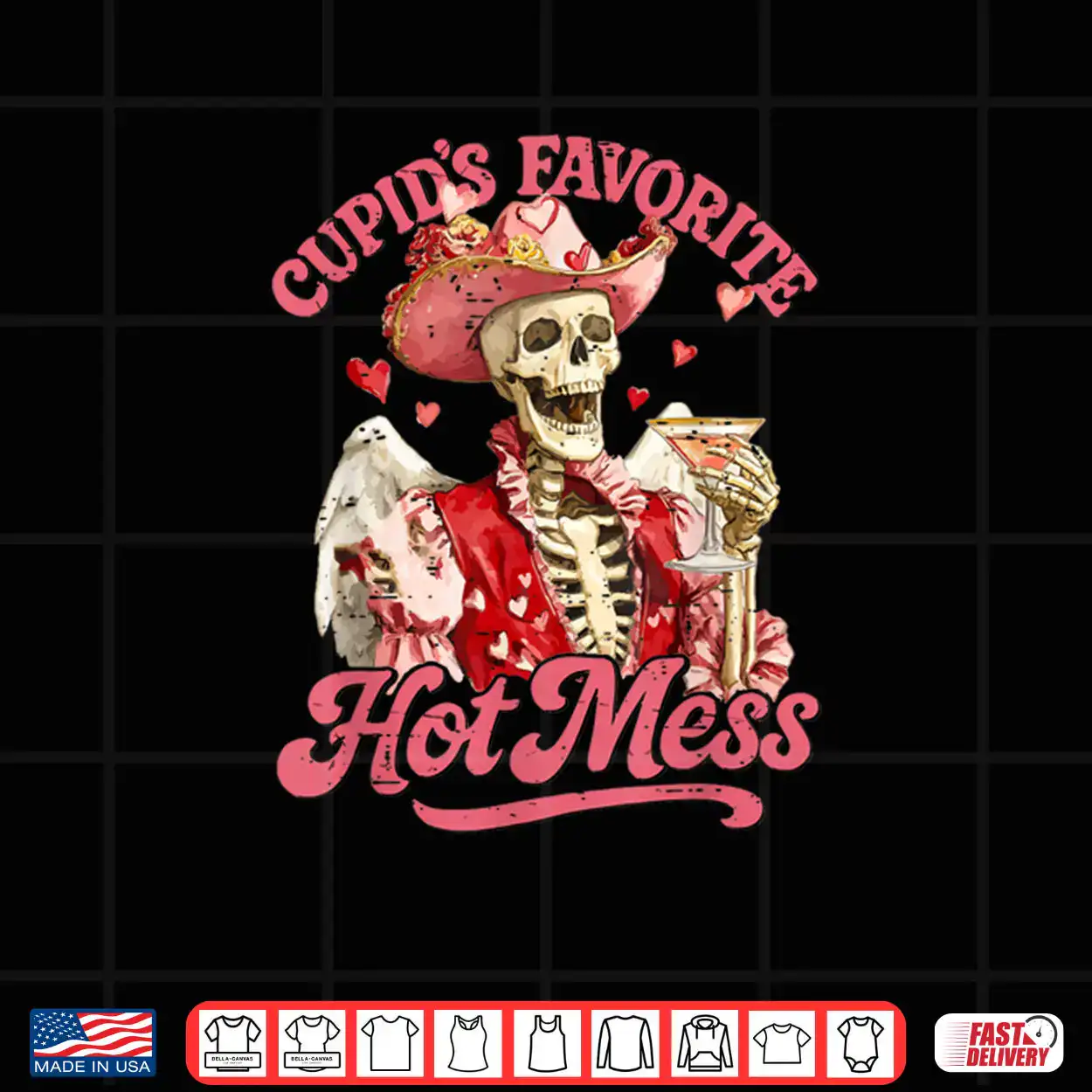 Retro Cupid’s Favorite Hot Mess Skeleton Valentine Shirt Retro Cupid’s Favorite Hot Mess Skeleton Valentine Shirt
