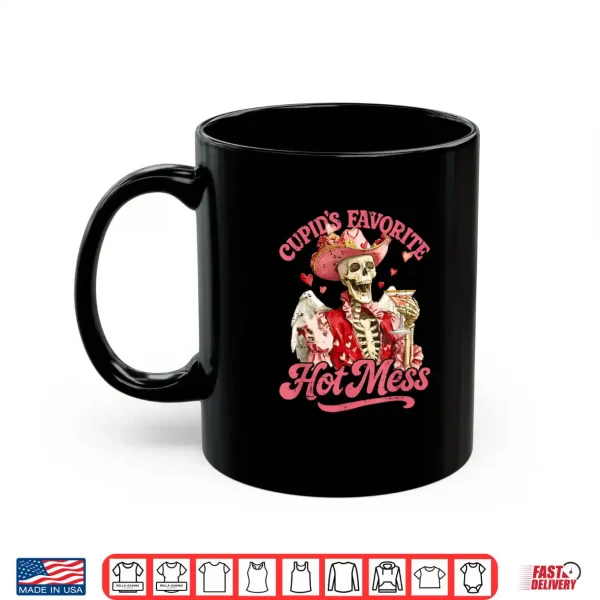 Retro Cupid's Favorite Hot Mess Skeleton Valentine Shirt 3 Mug Retro Cupids Favorite Hot Mess Skeleton Valentine Shirt