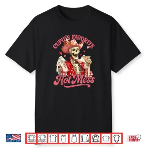 Retro Cupid’s Favorite Hot Mess Skeleton Valentine Shirt