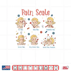 Design Pain Scale Cupid Nurse Trauma Nurse ICU Nurse Valentine Day Shirt