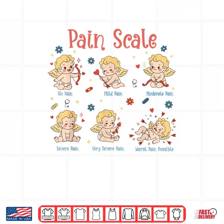 Design Pain Scale Cupid Nurse Trauma Nurse ICU Nurse Valentine Day Shirt
