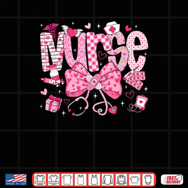 Design Nurse Valentines Day Heart Stethoscope ER ICU NICU RN Nurse Shirt