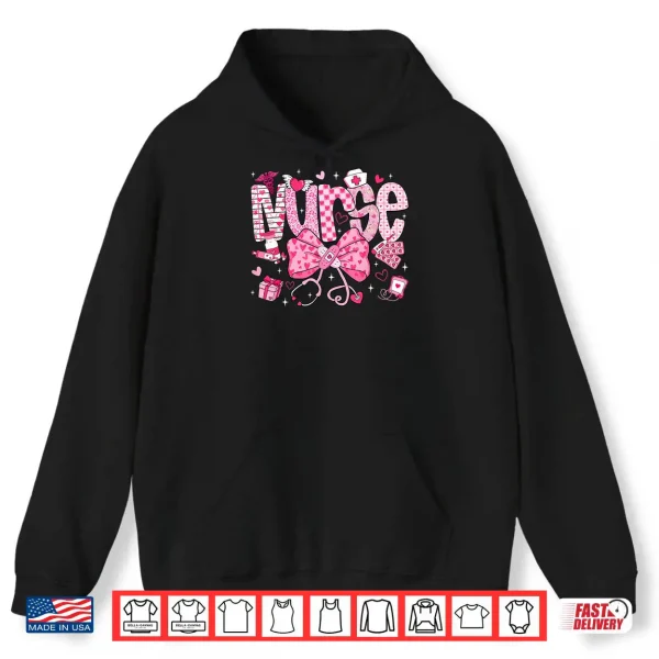 Hoodie Nurse Valentines Day Heart Stethoscope ER ICU NICU RN Nurse Shirt