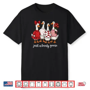 Just A Lovely Goose Cute Silly Goose Valentine’s Day Shirt