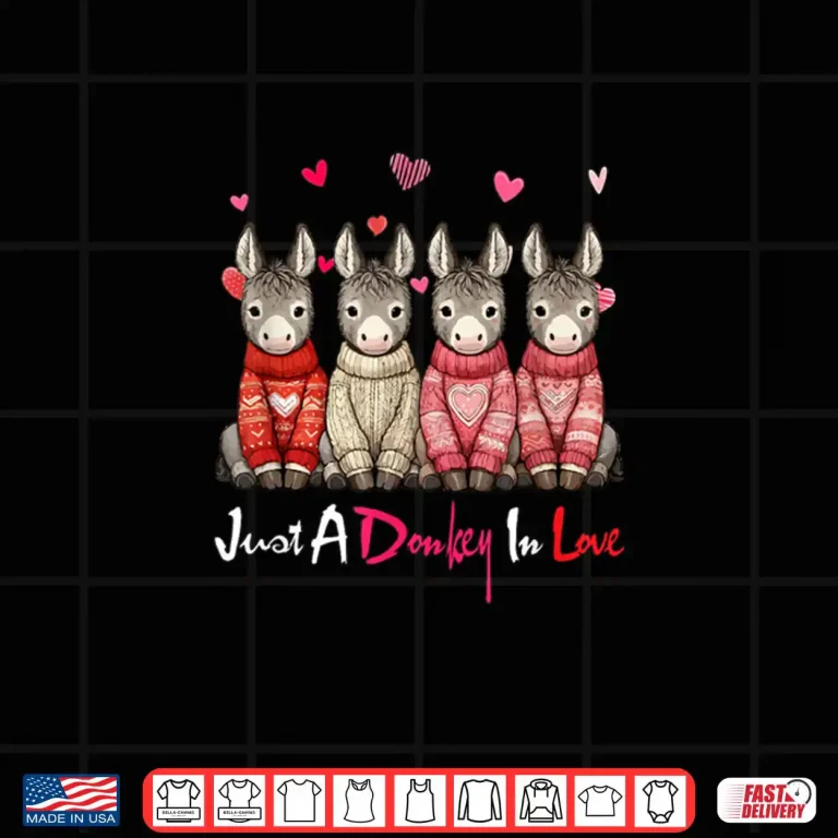Design Just A Donkey in Love Valentines Day Group Donkeys Farmer Shirt