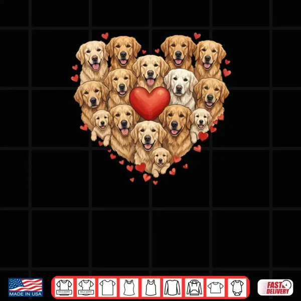Cute Golden Retriever Heart Love Dog Pet Valentine Shirt 4 Design Cute Golden Retriever Heart Love Dog Pet Valentine Shirt