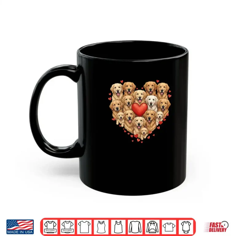 Mug Cute Golden Retriever Heart Love Dog Pet Valentine Shirt