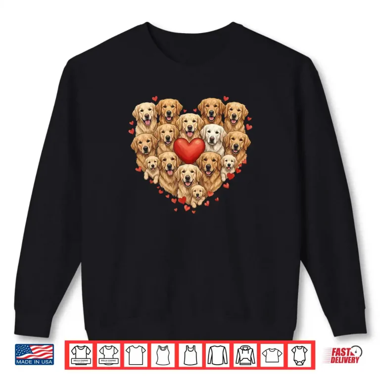 Sweatshirt Cute Golden Retriever Heart Love Dog Pet Valentine Shirt