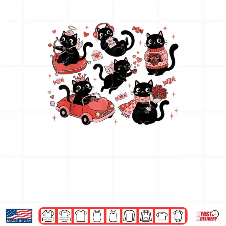 Black Cat Heart Valentines Day Cute Kitten Lover Shirt 4 Design Black Cat Heart Valentines Day Cute Kitten Lover Shirt