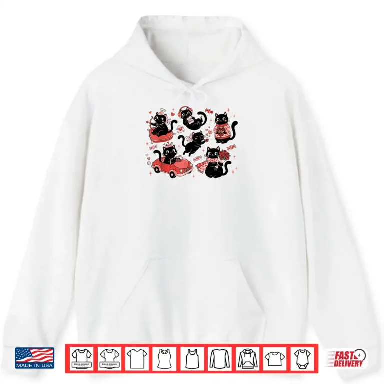 Black Cat Heart Valentines Day Cute Kitten Lover Shirt 2 Hoodie Black Cat Heart Valentines Day Cute Kitten Lover Shirt