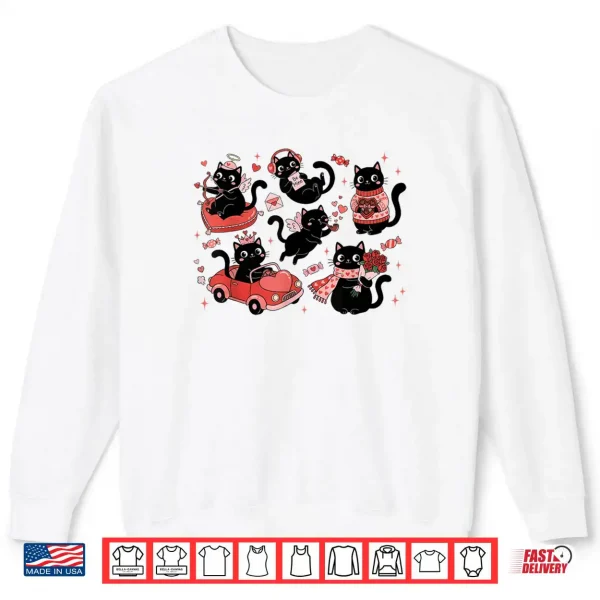 Black Cat Heart Valentines Day Cute Kitten Lover Shirt 1 Sweatshirt Black Cat Heart Valentines Day Cute Kitten Lover Shirt