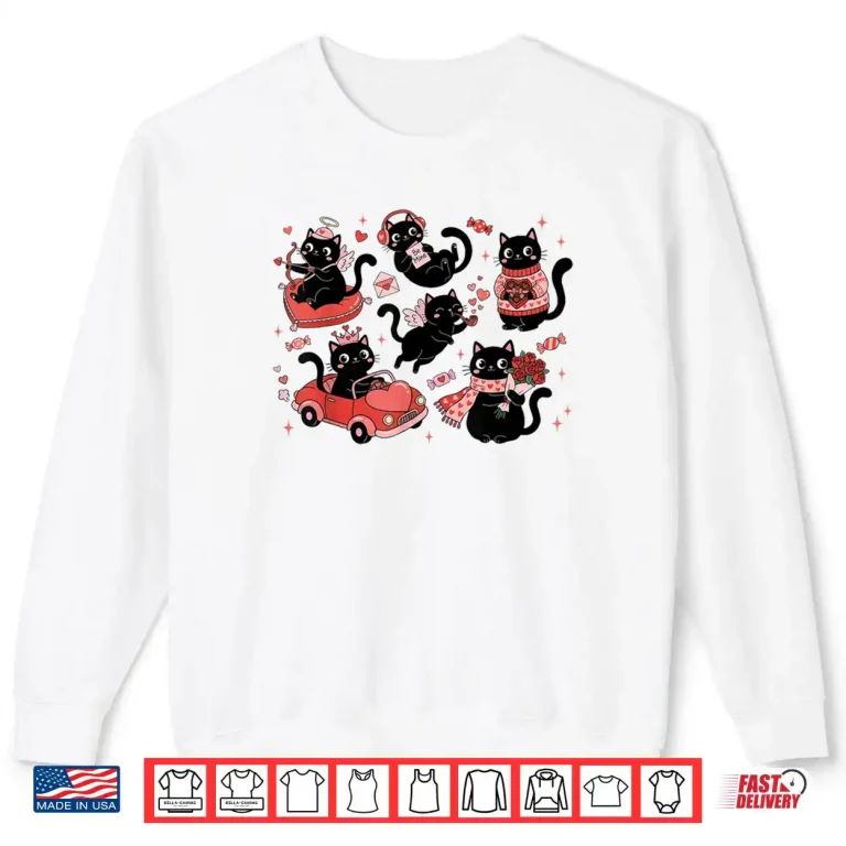 Black Cat Heart Valentines Day Cute Kitten Lover Shirt 1 Sweatshirt Black Cat Heart Valentines Day Cute Kitten Lover Shirt