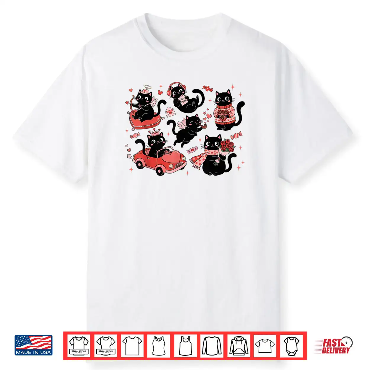 Black Cat Heart Valentines Day Cute Kitten Lover Shirt Black Cat Heart Valentines Day Cute Kitten Lover Shirt