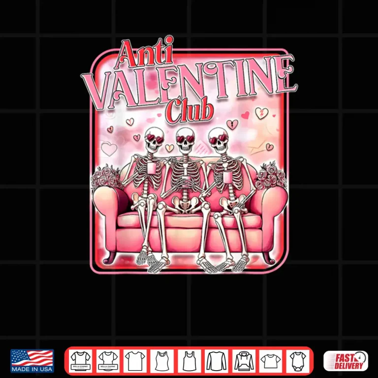 Design Anti Valentine Club Skeleton Drinking Hearts Valentine Shirt