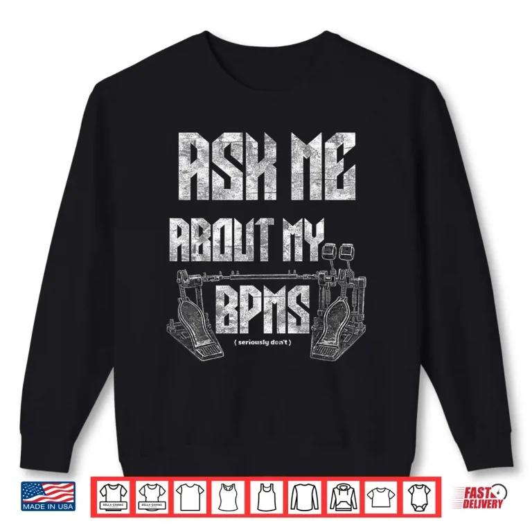 Sweatshirt Funny Drummer Double Bass Drums Retro Vintage Design Shirt