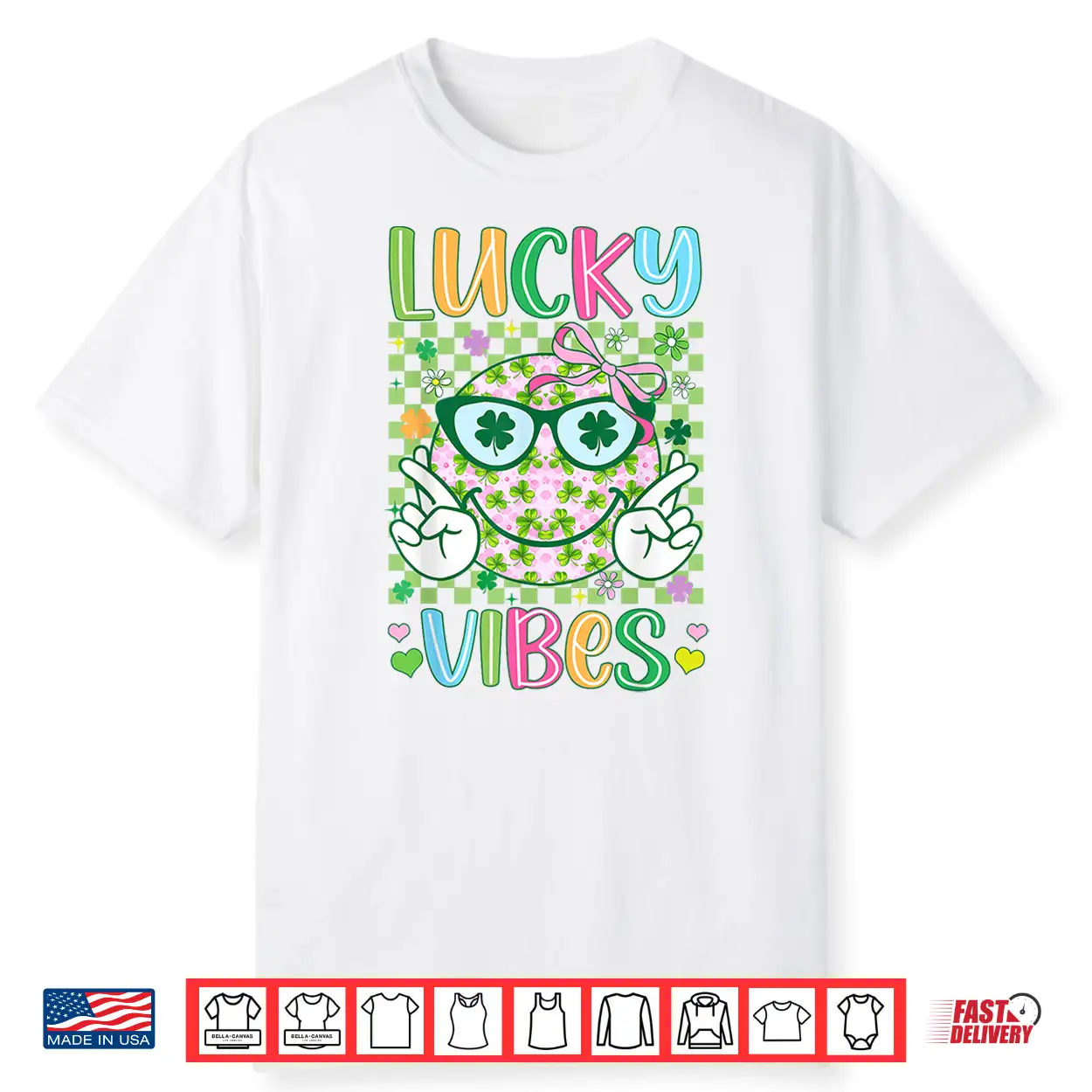 St Patricks Day Lucky Vibes Shamrock Women Girls Kids Irish Shirt St Patricks Day Lucky Vibes Shamrock Women Girls Kids Irish Shirt