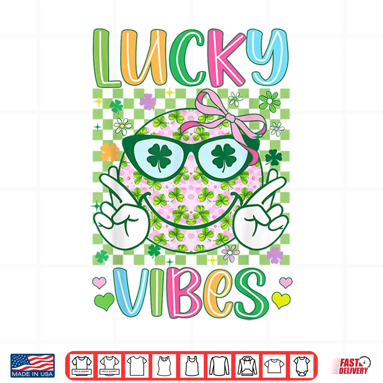 St Patricks Day Lucky Vibes Shamrock Women Girls Kids Irish Shirt St Patricks Day Lucky Vibes Shamrock Women Girls Kids Irish Shirt