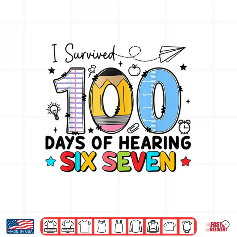Design I Survived 100 Days Of Hearing 67 Preppy 100Th Teacher Kids Shirt