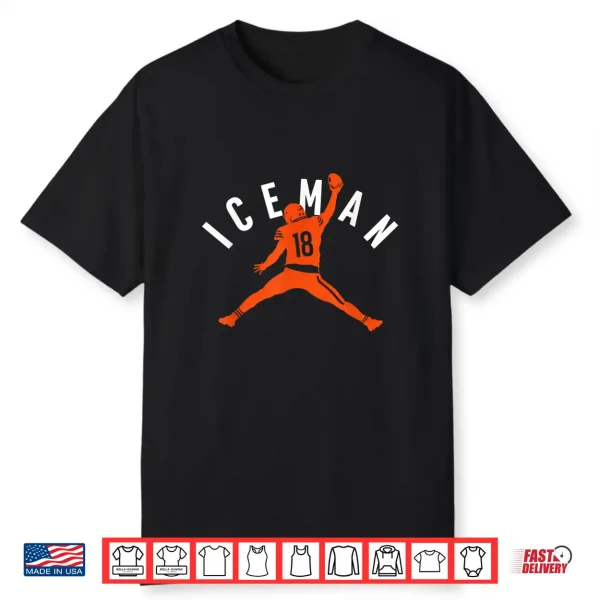 Iceman Football Silhouette Orange Number 18 Shirt